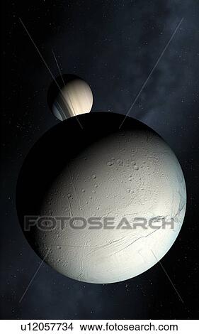 Saturn and Enceladus, artwork View Large Photo Image Picture - Saturn and Enceladus, artwork. Fotosearch