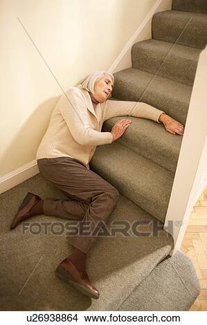 Picture - Senior woman injured in fall. Fotosearch