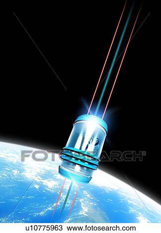 Stock Image - Space elevator, artwork. Fotosearch
