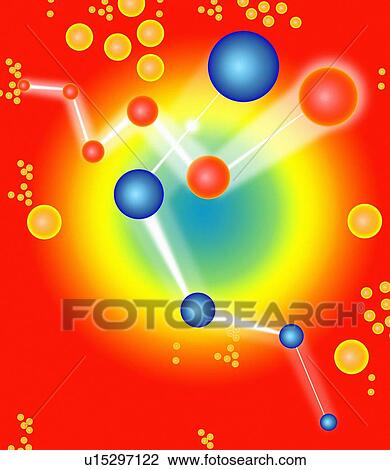 Stock Image - Subatomic particles, artwork. Fotosearch