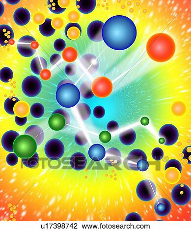 Stock Image - Subatomic particles, artwork. Fotosearch