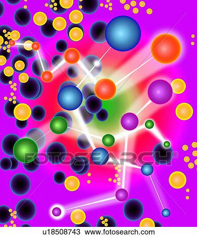 Stock Image - Subatomic particles, artwork. Fotosearch