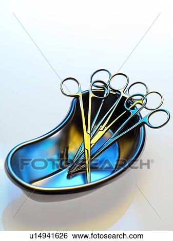 Surgical instruments in a dish View Large Photo Image Stock Photograph - Surgical instruments in a dish. Fotosearch