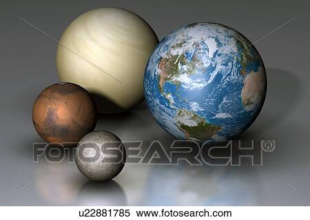 Stock Photography - Terrestrial Planets Compared. Fotosearch