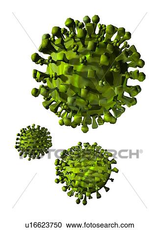 Stock Image - Virus particles, artwork. Fotosearch