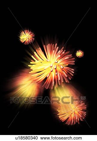 Stock Image - Virus particles, artwork. Fotosearch