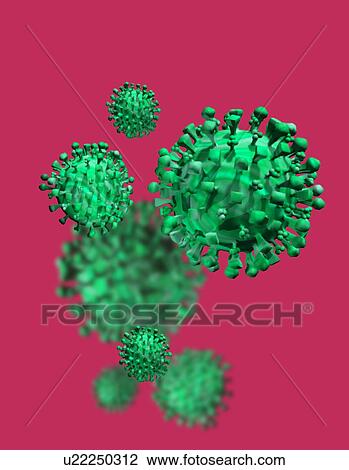 Stock Image - Virus particles, artwork. Fotosearch