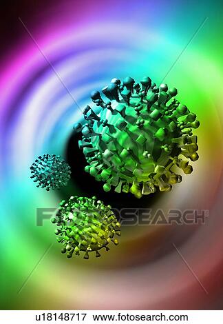 Stock Photo - Virus particles, artwork. Fotosearch