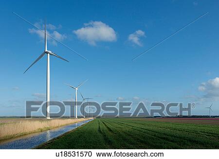Wind turbines in field on farmland, Zeewolde, Flevoland, Netherlands View Large Photo Image Stock Image - Wind turbines in field on farmland, Zeewolde, Flevoland, Netherlands. Fotosearch