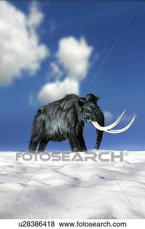 Stock Photo - Woolly mammoth, artwork. Fotosearch