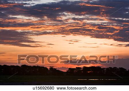 Stock Image - blue, African, beauty, Kenya, Amboseli, clouds, Africa. Fotosearch