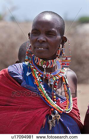 Stock Image - Masai, African, Maasai, Kenya, Amboseli, Nilote, Africa. Fotosearch