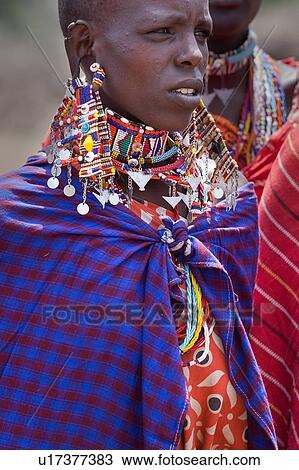 Stock Image - Masai, African, Maasai, Kenya, Amboseli, Nilote, Africa. Fotosearch