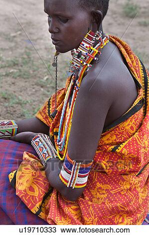 Stock Image - Masai, African, Maasai, Kenya, Amboseli, Nilote, Africa. Fotosearch