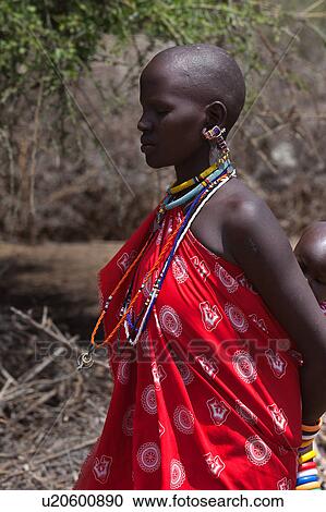 Stock Image - Masai, African, Maasai, Kenya, Amboseli, Nilote, Africa. Fotosearch