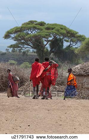 Stock Image - Masai, African, Maasai, Kenya, Amboseli, Nilote, Africa. Fotosearch