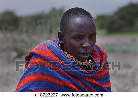 Stock Photo - Masai, African, Maasai, Kenya, Amboseli, Nilote, Africa. Fotosearch
