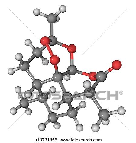 Stock Photograph - Artemisinin malaria drug molecule. Fotosearch