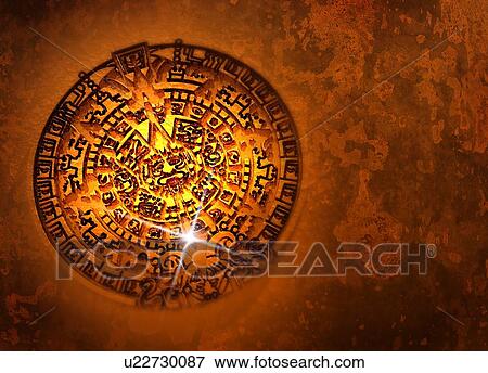 Stock Photo - Aztec Sun Stone, artwork. Fotosearch