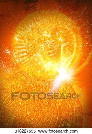 Aztec Sun Stone, artwork View Large Photo Image Stock Photography - Aztec Sun Stone, artwork. Fotosearch