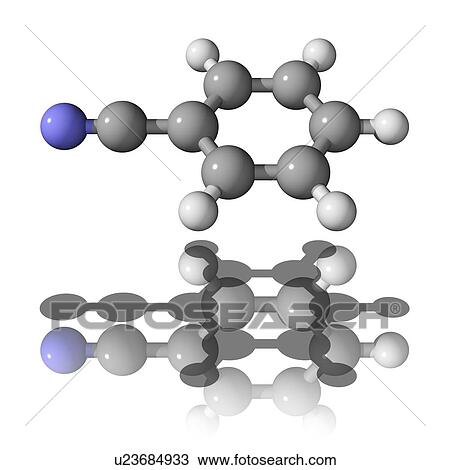 Stock Image - Benzonitrile molecule. Fotosearch