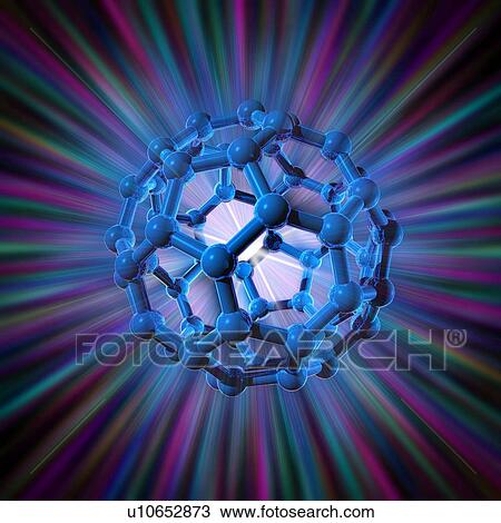 Stock Image - Buckyball molecule, artwork. Fotosearch