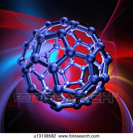 Stock Image - Buckyball molecule, artwork. Fotosearch