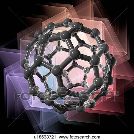Stock Image - Buckyball molecule, artwork. Fotosearch