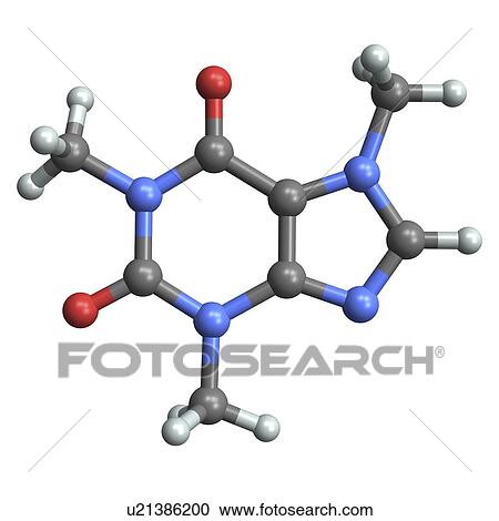 Stock Image - Caffeine molecule. Fotosearch