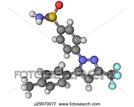 Stock Photo - Celecoxib arthritis drug molecule. Fotosearch