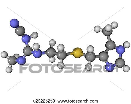 Stock Photo - Cimetidine stomach ulcer drug molecule. Fotosearch