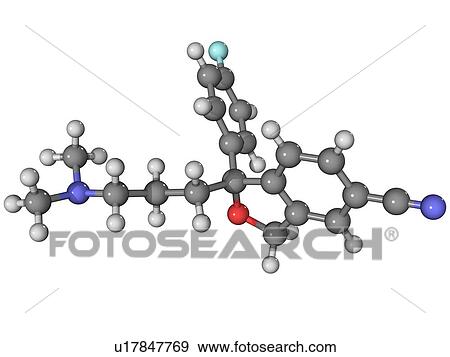 Citalopram antidepressant drug molecule View Large Photo Image Stock Photo - Citalopram antidepressant drug molecule. Fotosearch