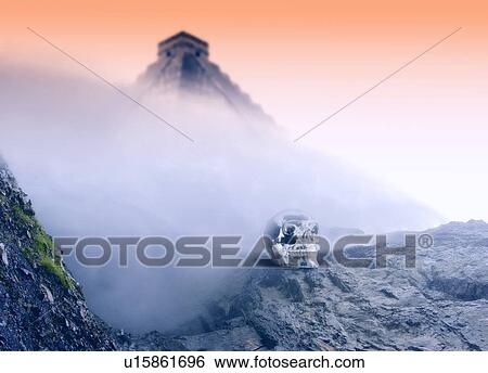 Crystal skull and Maya pyramid, artwork View Large Photo Image Stock Photograph - Crystal skull and Maya pyramid, artwork. Fotosearch