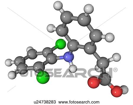 Stock Image - Diclofenac drug molecule. Fotosearch