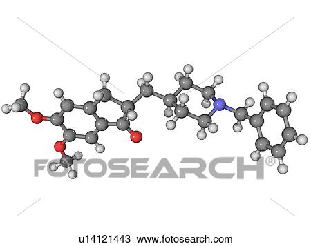 Stock Image - Donepezil Alzheimer's drug, molecule. Fotosearch