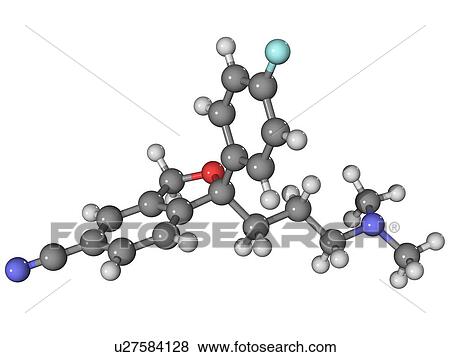 Escitalopram antidepressant drug molecule View Large Photo Image Stock Photo - Escitalopram antidepressant drug molecule. Fotosearch