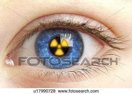 Eye with radiation warning sign View Large Photo Image Stock Photo - Eye with radiation warning sign. Fotosearch