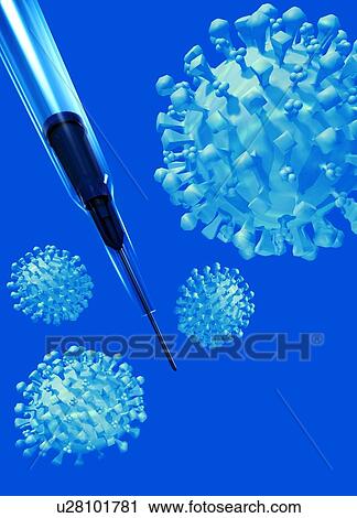 Stock Image - Flu vaccine, conceptual artwork. Fotosearch