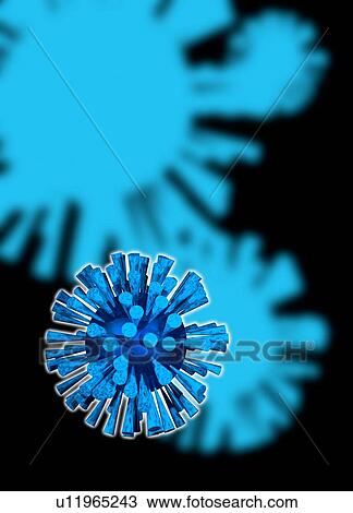 Stock Image - Flu virus particles, artwork. Fotosearch