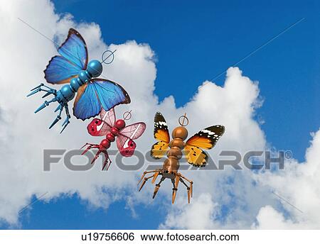 Stock Photograph - Flying microbots, artwork. Fotosearch
