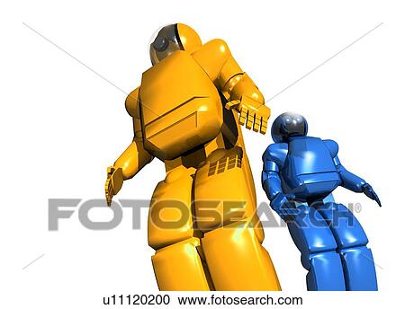 Stock Image - Humanoid robots, artwork. Fotosearch