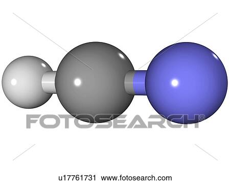 Stock Image - Hydrogen cyanide molecule. Fotosearch