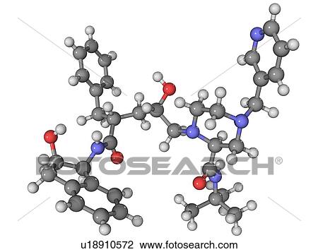 Stock Image - Indinavir AIDS drug molecule. Fotosearch