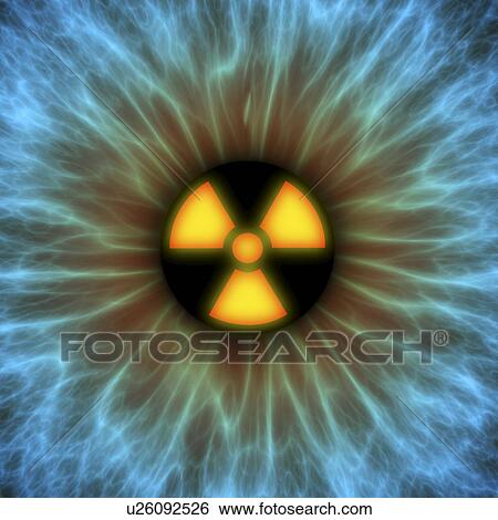 Stock Photograph - Iris with radiation warning sign. Fotosearch