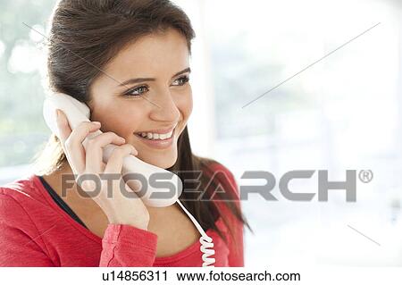 Landline phone use View Large Photo Image Stock Image - Landline phone use. Fotosearch