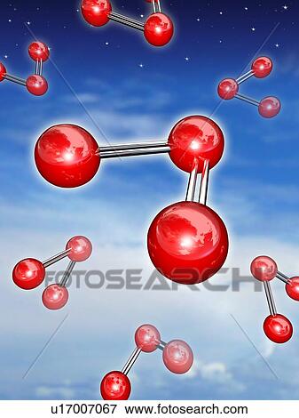 Stock Photo - Ozone molecules, artwork. Fotosearch