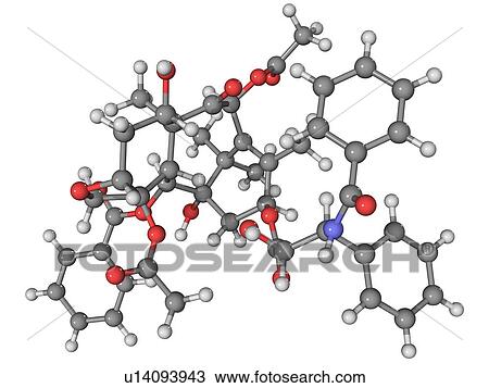Stock Image - Paclitaxel chemotherapy drug molecule. Fotosearch