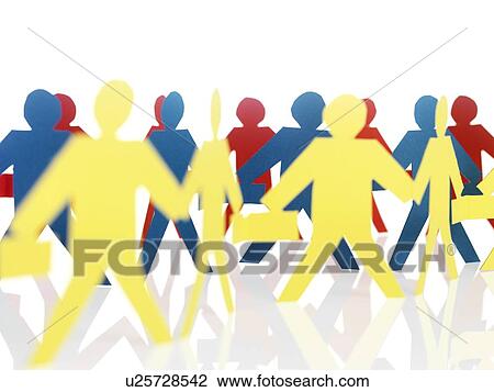 Stock Image - Paper chain people. Fotosearch