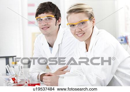 Picture - Pupils in a science lesson. Fotosearch