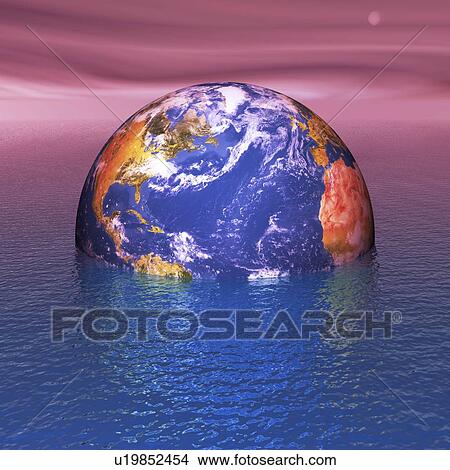 Picture - Rising sea levels, conceptual artwork. Fotosearch